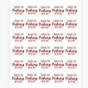 Thank You Stickers 1.5in 30 Count Thank You For Poshing With Me Easy Peel 3/$20!